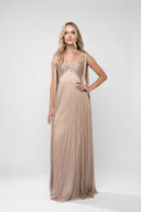 Long silk tulle dress with scarves