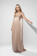 Long silk tulle dress with scarves