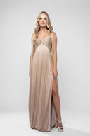 Long silk tulle dress with scarves