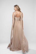 Long silk tulle dress with scarves