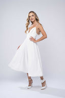 Rochie midi cu bretele fine si decolteu adanc