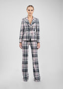 Fitted blazer in blush-pink and gray checks
