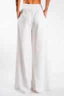 Pantaloni palazzo cu pliuri white