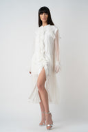 Rochie midi vaporoasa din matase White