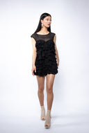 Asymmetrical silk mini dress