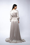 Caftan lung cu rever amplu si cordon