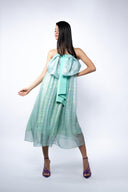 Filmed silk dress with oversized bow