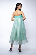 Filmed silk dress with oversized bow
