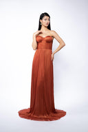 Rochie din matase cu cupe si corset cu siret