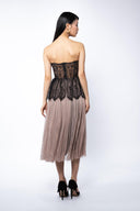 Rochie midi din tull si chantilly