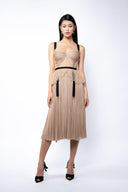 Silk dress with faux garter belt detail