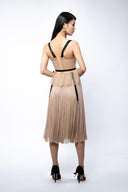 Silk dress with faux garter belt detail