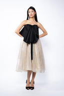 Filmed silk dress with oversized bow