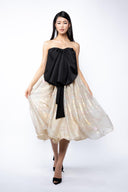 Filmed silk dress with oversized bow