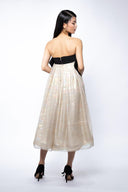 Filmed silk dress with oversized bow