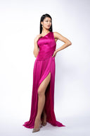 Rochie din matase cu slit adanc