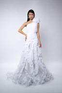 One-shoulder dress with dramatic details