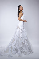 One-shoulder dress with dramatic details
