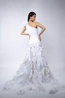 One-shoulder dress with dramatic details
