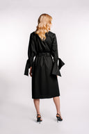 Rochie midi din bumbac cu funda la maneci