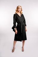 Rochie midi din bumbac cu funda la maneci