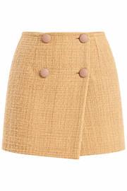 Nude wrap skirt with decorative buttons