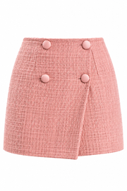 Pink wrap skirt with decorative buttons