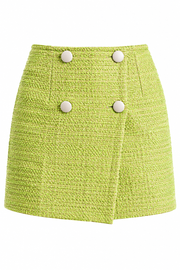 Lime wrap skirt with decorative buttons