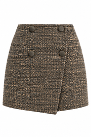 Brown wrap skirt with decorative buttons