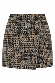 Black wrap skirt with decorative buttons
