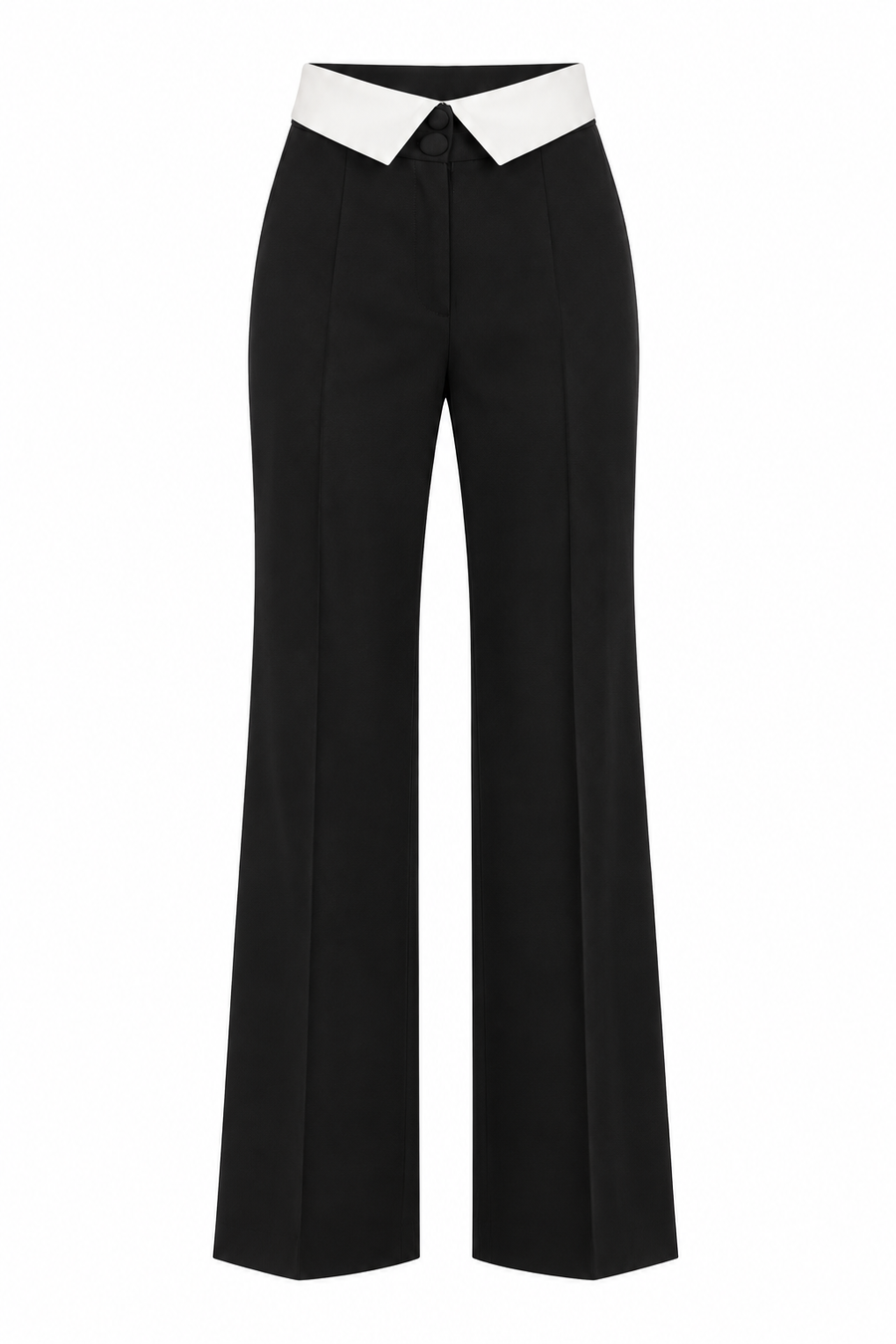 Pantaloni black cu detaliu alb contrastant