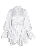 Rochie mini peliculizata cu fusta asimetrica