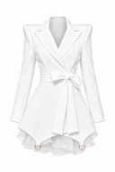 Rochie sacou cu volan din matase si semi-portjartier White