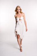 Rochie din in asimetrica cu prindere la bust