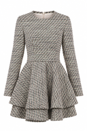 Rochie din tweed cu volane suprapuse