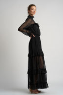 Rochie lunga din matase Black romance
