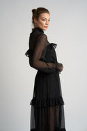 Rochie lunga din matase Black romance