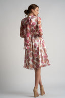 Rochie midi din voal de matase cu esarfe