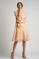 Rochie midi din voal de matase cu esarfe