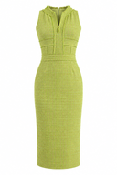 Rochie midi lime din tweed cu guler inalt