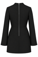 Rochie mini neagra cu maneci evazate si buzunare decorative