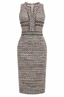 Rochie midi din tweed cu guler inalt
