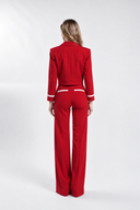 Pantaloni red cu detaliu alb contrastant