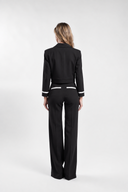 Pantaloni black cu detaliu alb contrastant