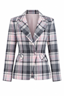 Fitted blazer in blush-pink and gray checks