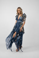 Short dress with print and scarves