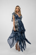 Short dress with print and scarves