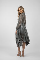 Midi dress with print and decorative buttons
