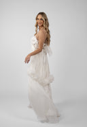 Long silk veil dress with butterfly bust