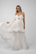 Long silk veil dress with butterfly bust
